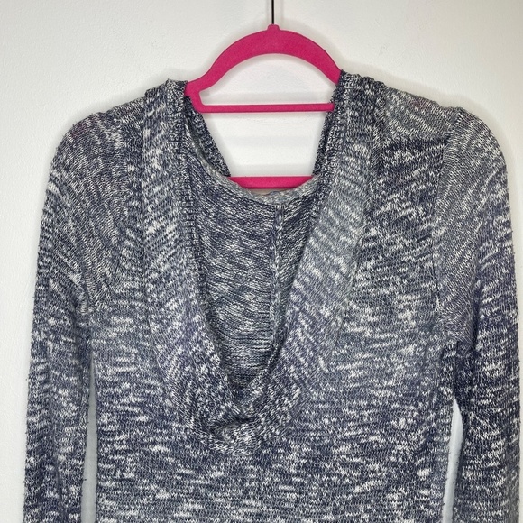 Prana Gemma Hooded Sweater Heathered Ombré Blue Gray Size Small V-Neck - Picture 5 of 12